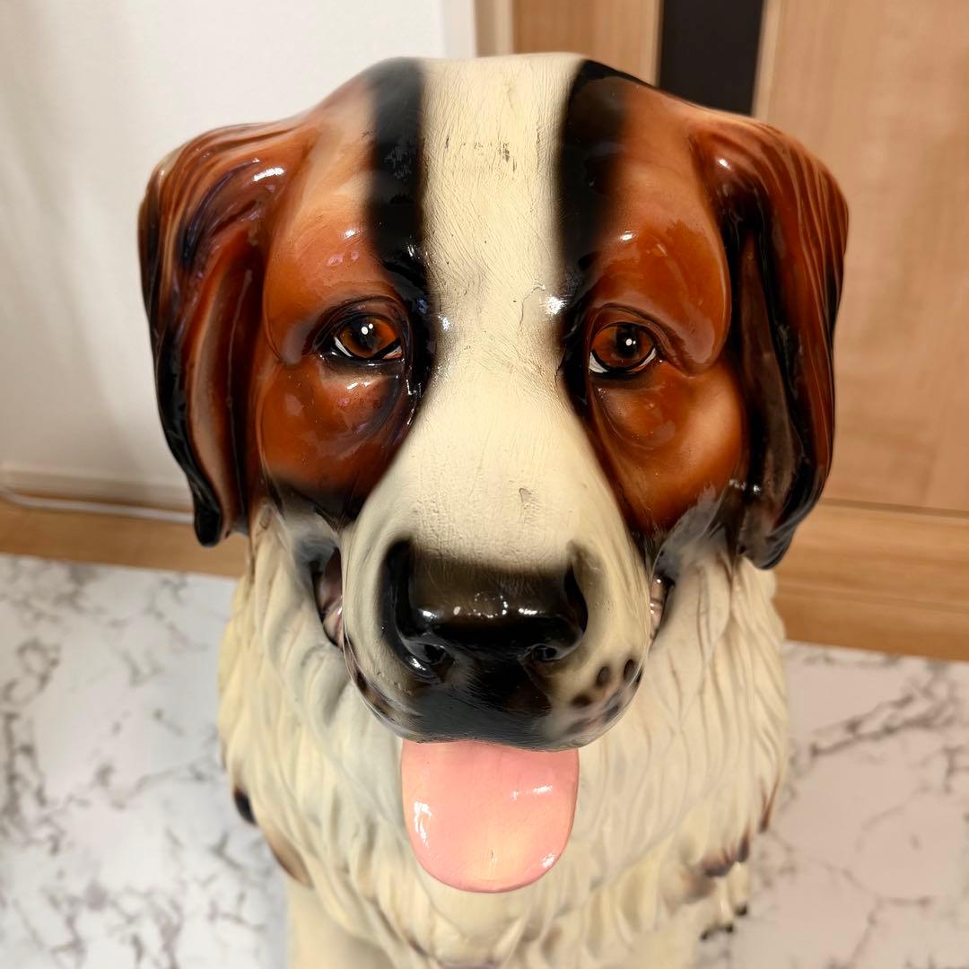 送料無料 特大高さ80cm セントバーナード 大型犬 置物 置き物 インテリア