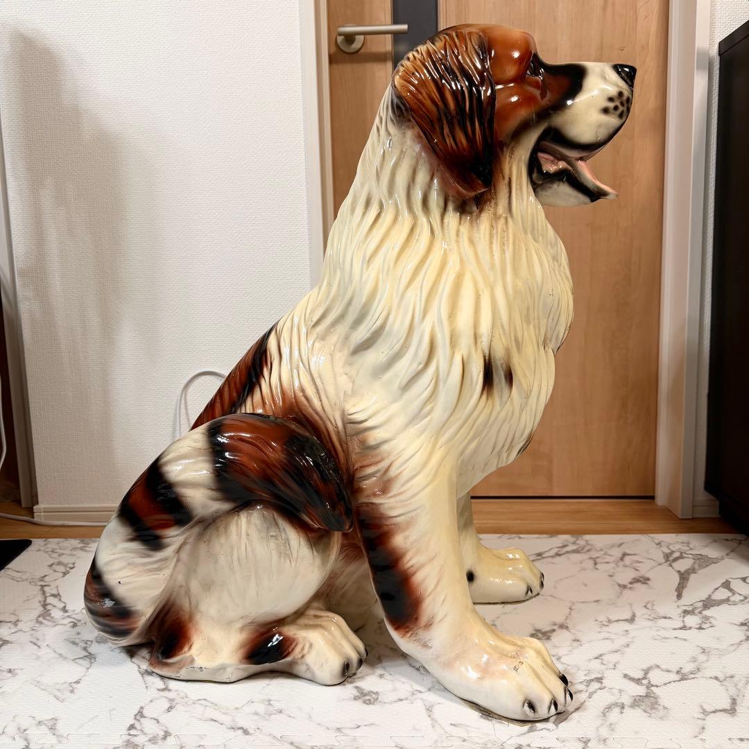 送料無料 特大高さ80cm セントバーナード 大型犬 置物 置き物 インテリア