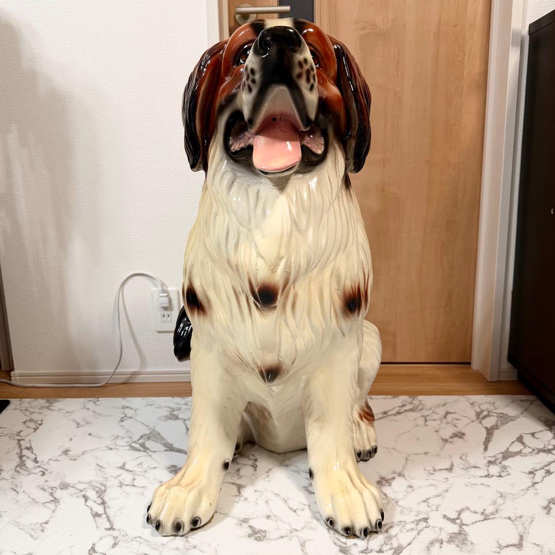 送料無料 特大高さ80cm セントバーナード 大型犬 置物 置き物 インテリア