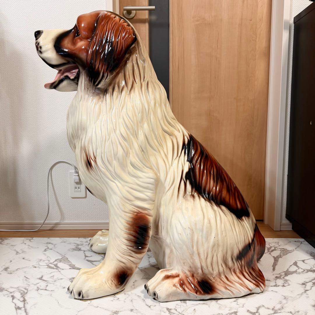 送料無料 特大高さ80cm セントバーナード 大型犬 置物 置き物 インテリア