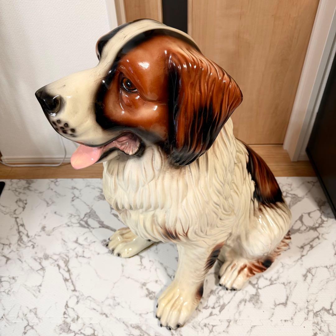 送料無料 特大高さ80cm セントバーナード 大型犬 置物 置き物 インテリア