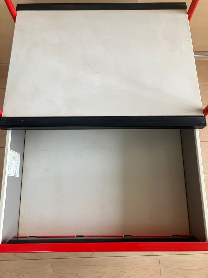 希少　70s　レトロポップ　スチールラック　レッド　引き出し付き