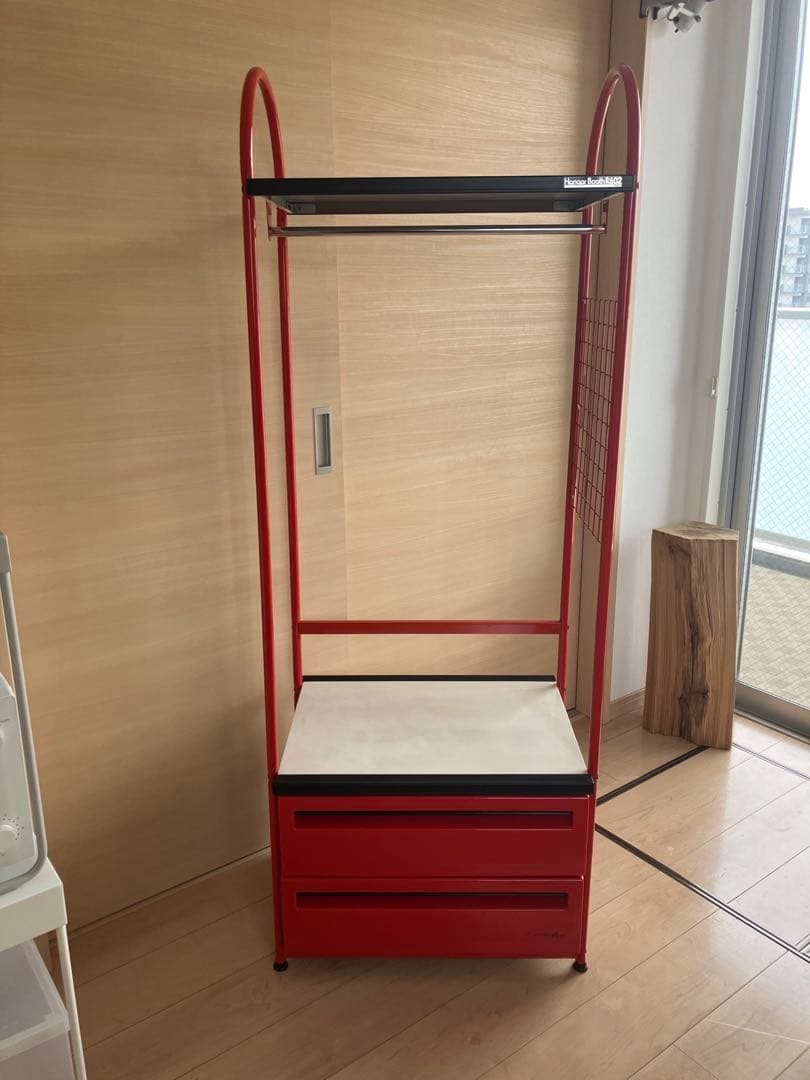 希少　70s　レトロポップ　スチールラック　レッド　引き出し付き