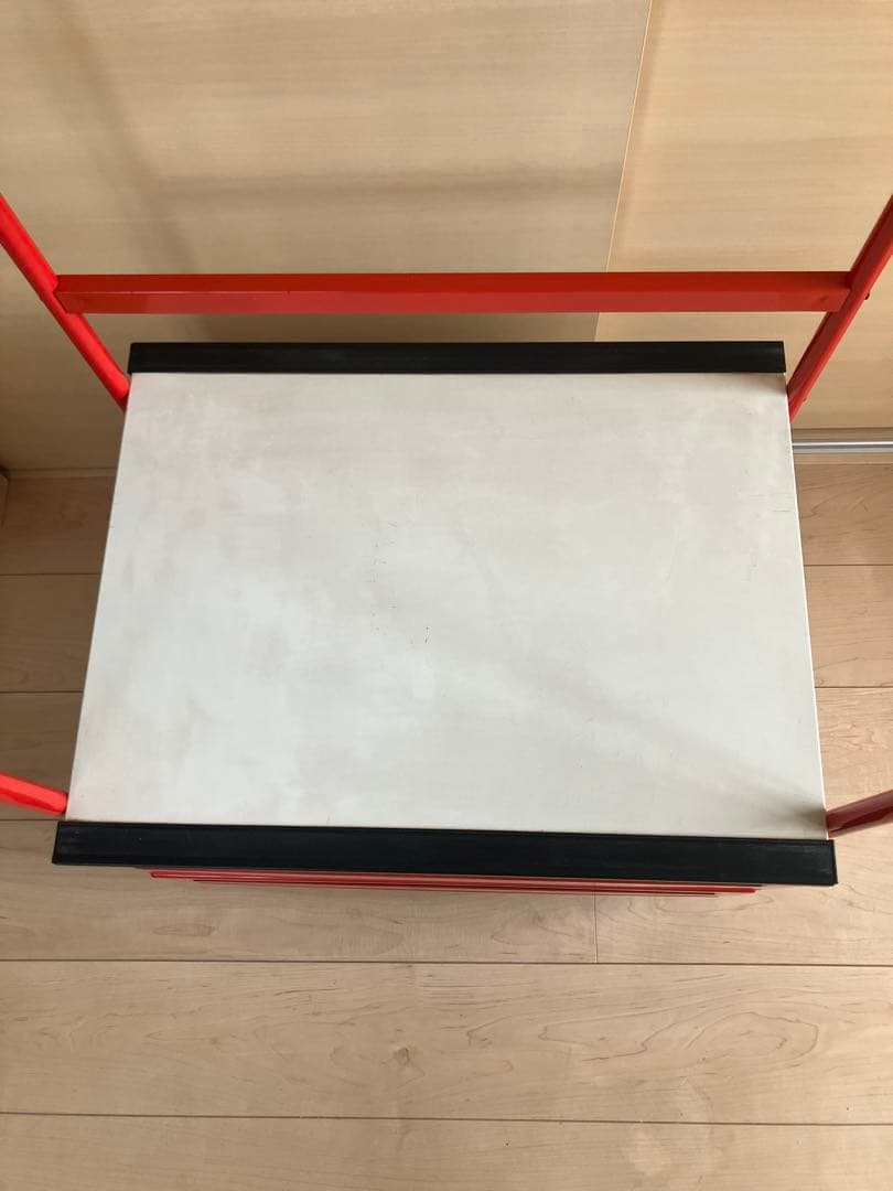 希少　70s　レトロポップ　スチールラック　レッド　引き出し付き