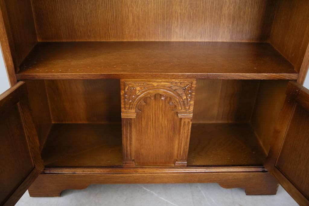 英国アンティーク木製ブックシェルフ/本棚/食器棚/飾り棚/収納ラック92-126