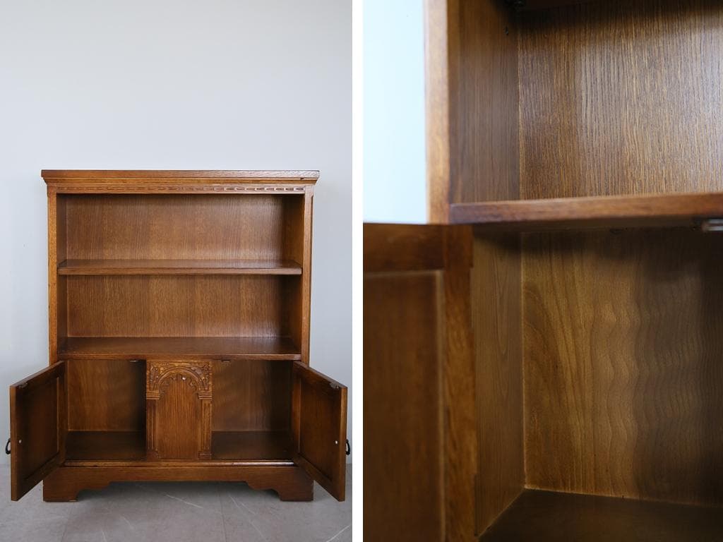 英国アンティーク木製ブックシェルフ/本棚/食器棚/飾り棚/収納ラック92-126