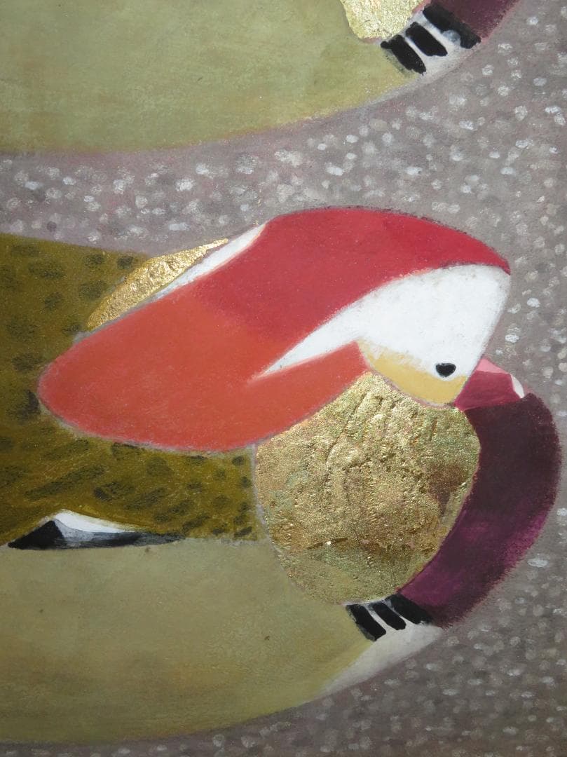 馬場連交　「鴛鴦」　日本画　M20号　大作　日本美術院院友　師：前田青邨