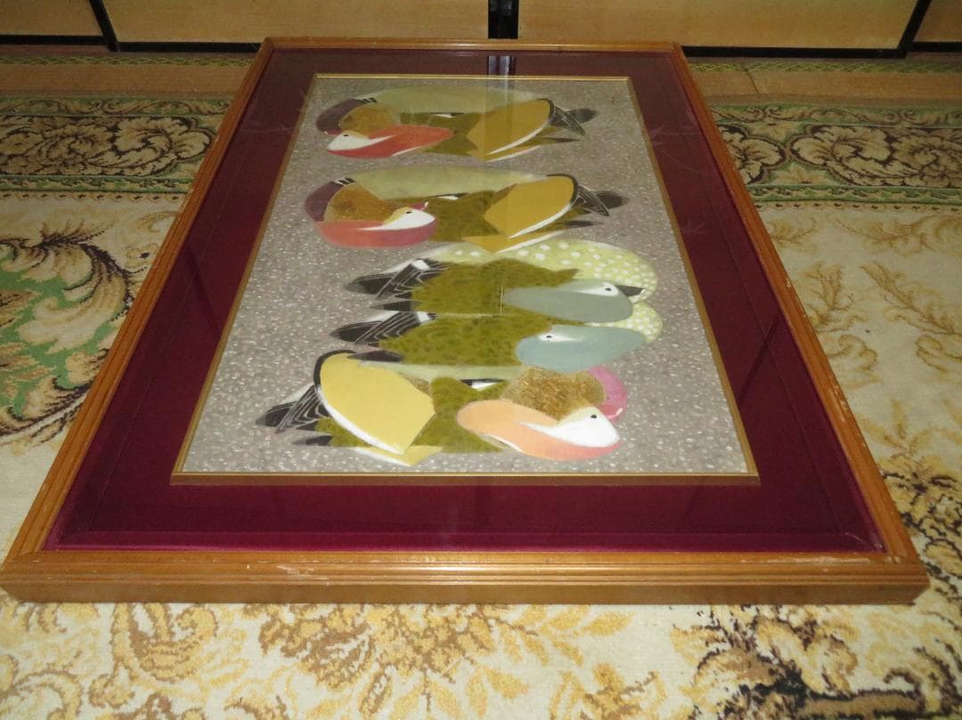 馬場連交　「鴛鴦」　日本画　M20号　大作　日本美術院院友　師：前田青邨