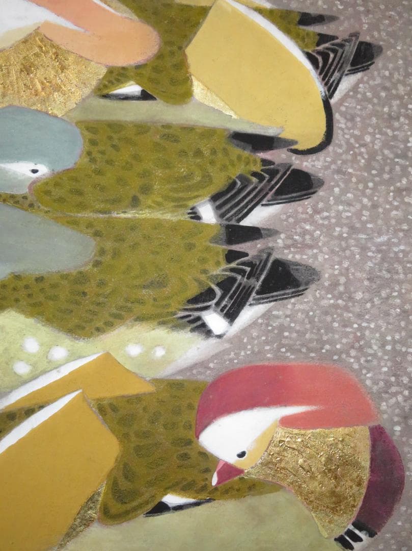 馬場連交　「鴛鴦」　日本画　M20号　大作　日本美術院院友　師：前田青邨