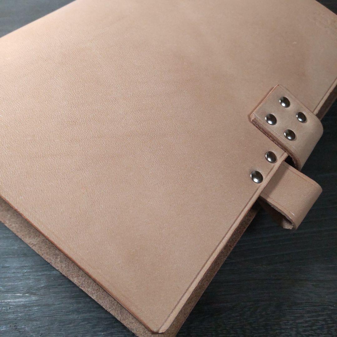一枚革国産サドルレザー手帳　A5サイズナチュラル25mm大径リング02