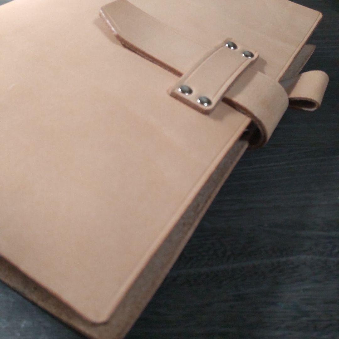 一枚革国産サドルレザー手帳　A5サイズナチュラル25mm大径リング02