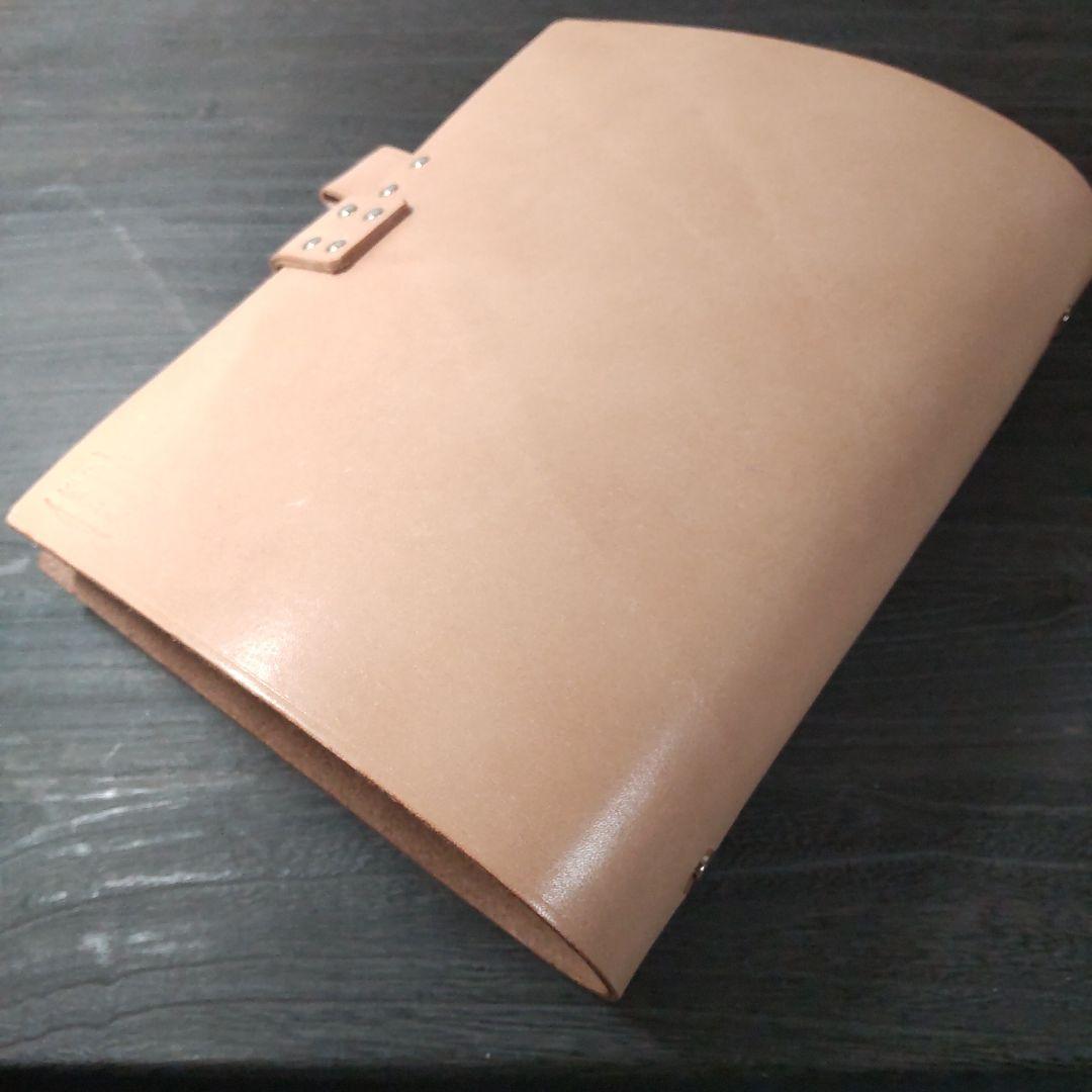 一枚革国産サドルレザー手帳　A5サイズナチュラル25mm大径リング02