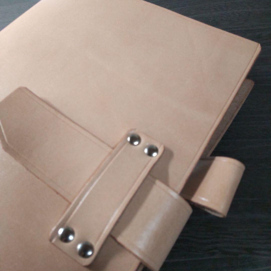 一枚革国産サドルレザー手帳　A5サイズナチュラル25mm大径リング02