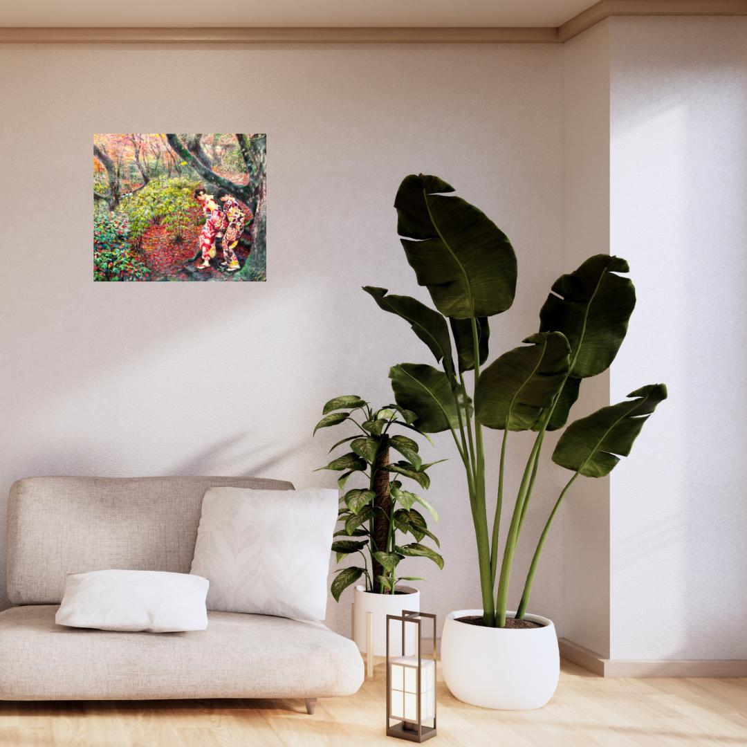 風景画「紅葉の常寂光寺Ⅱ」油彩画 F10 京都・嵯峨野 張りキャンバス・額なし