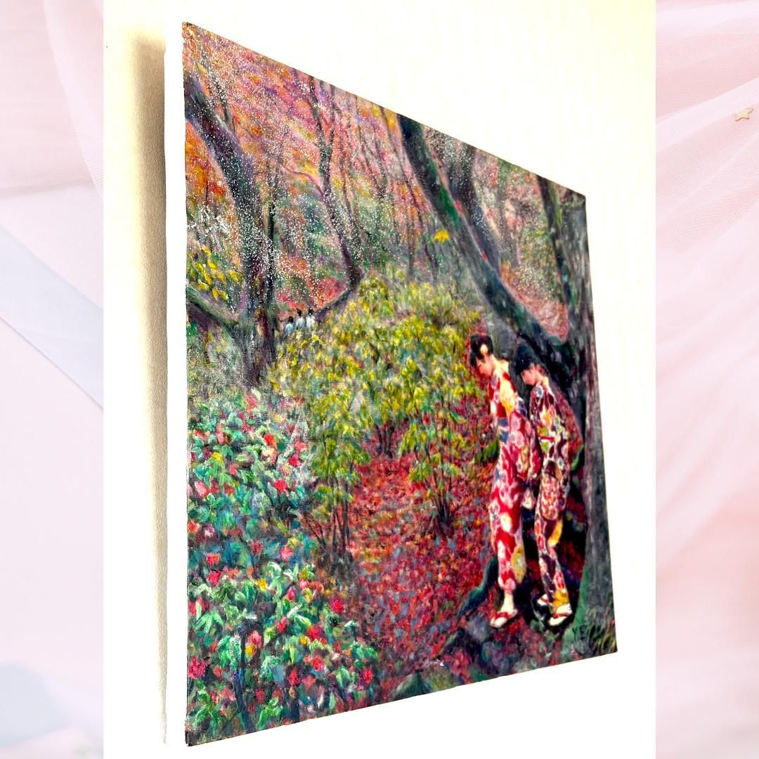 風景画「紅葉の常寂光寺Ⅱ」油彩画 F10 京都・嵯峨野 張りキャンバス・額なし