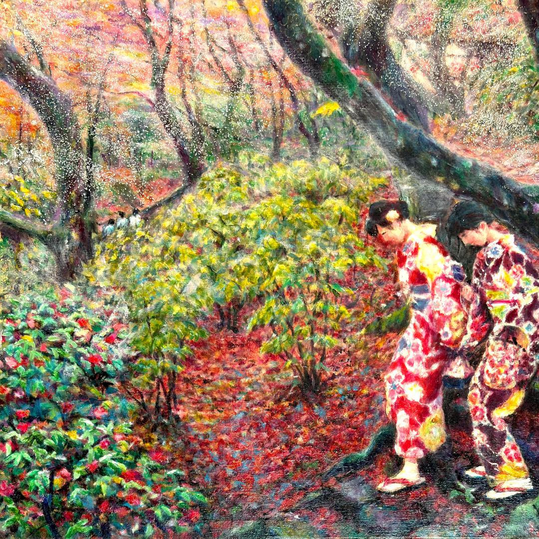 風景画「紅葉の常寂光寺Ⅱ」油彩画 F10 京都・嵯峨野 張りキャンバス・額なし