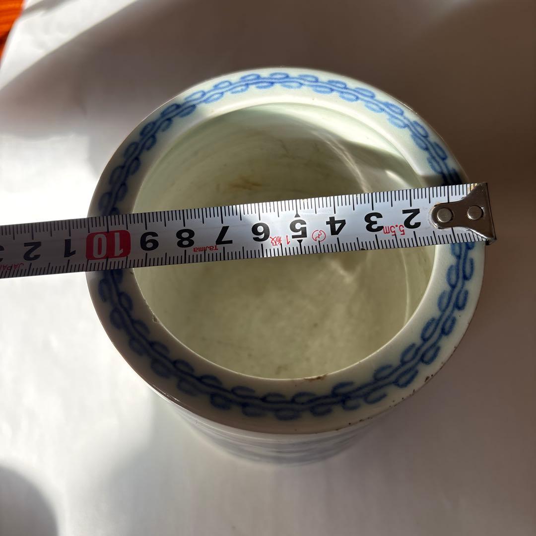 染付筆筒　松竹梅青花筆筒　11.2cm✖️10.6cm