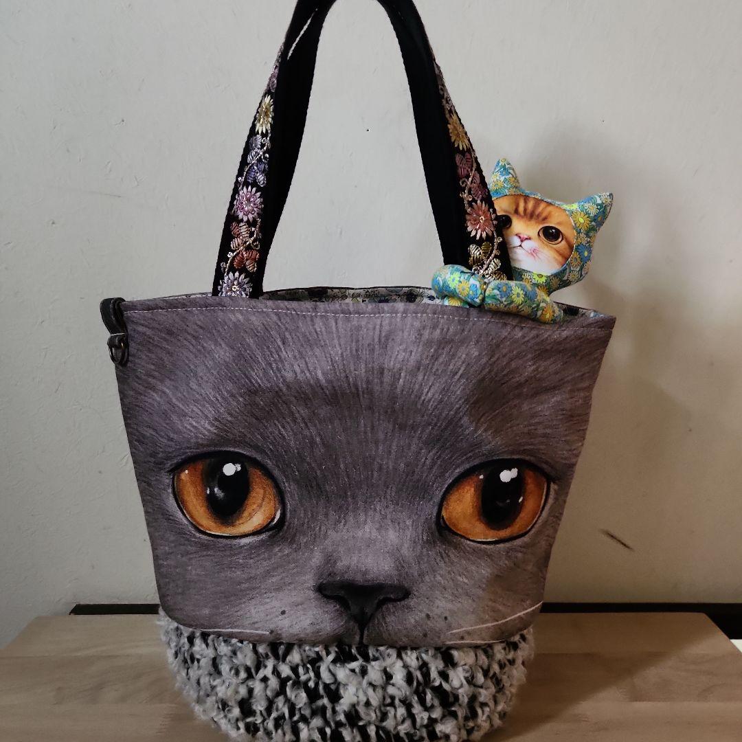 ゆ*ら様 コヤンイサムチョン　ニャンの毛糸のカゴバック　ハンドメイド