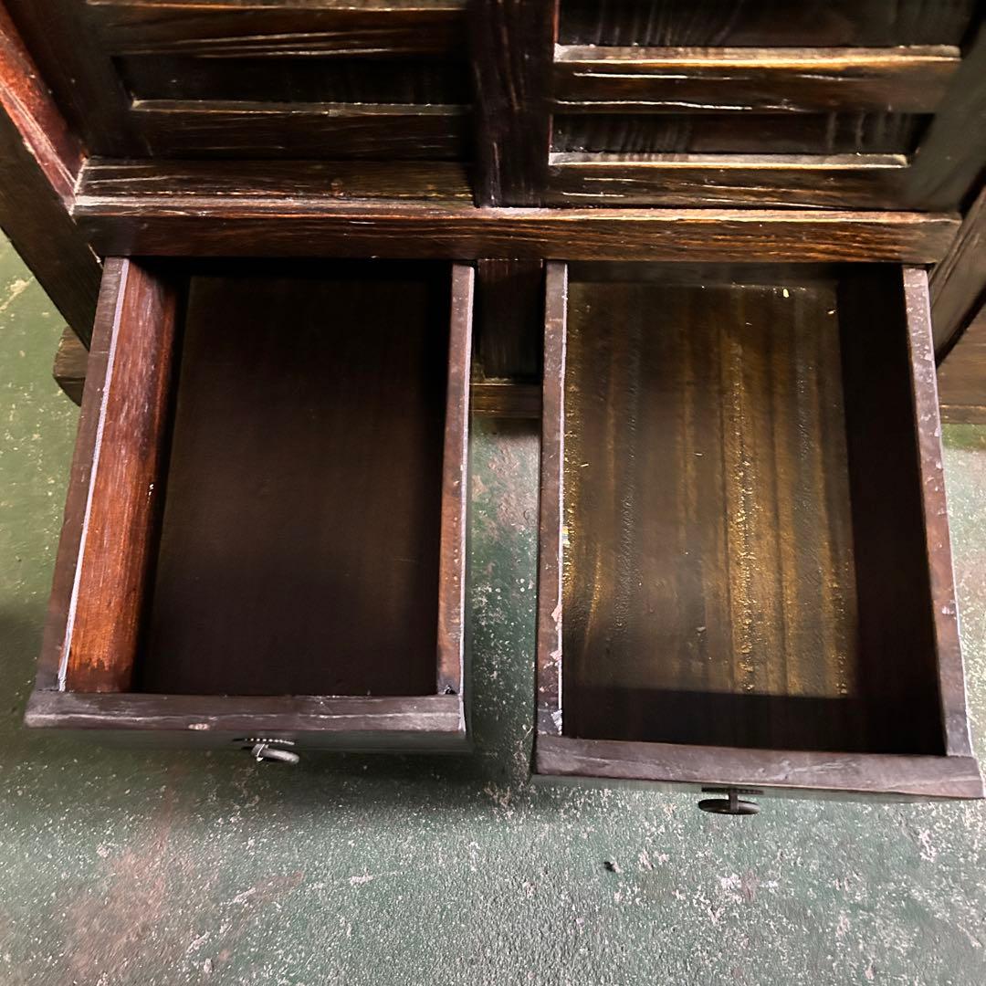 CK4★民芸家具★ 帳場箪笥 車箪笥 タンス 飾り棚 小物入 アンティーク