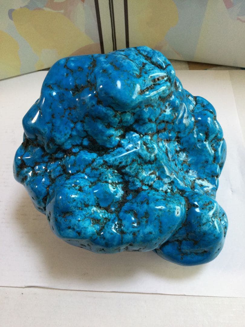 ターコイズトルコ石原石磨き石　水晶　観賞石