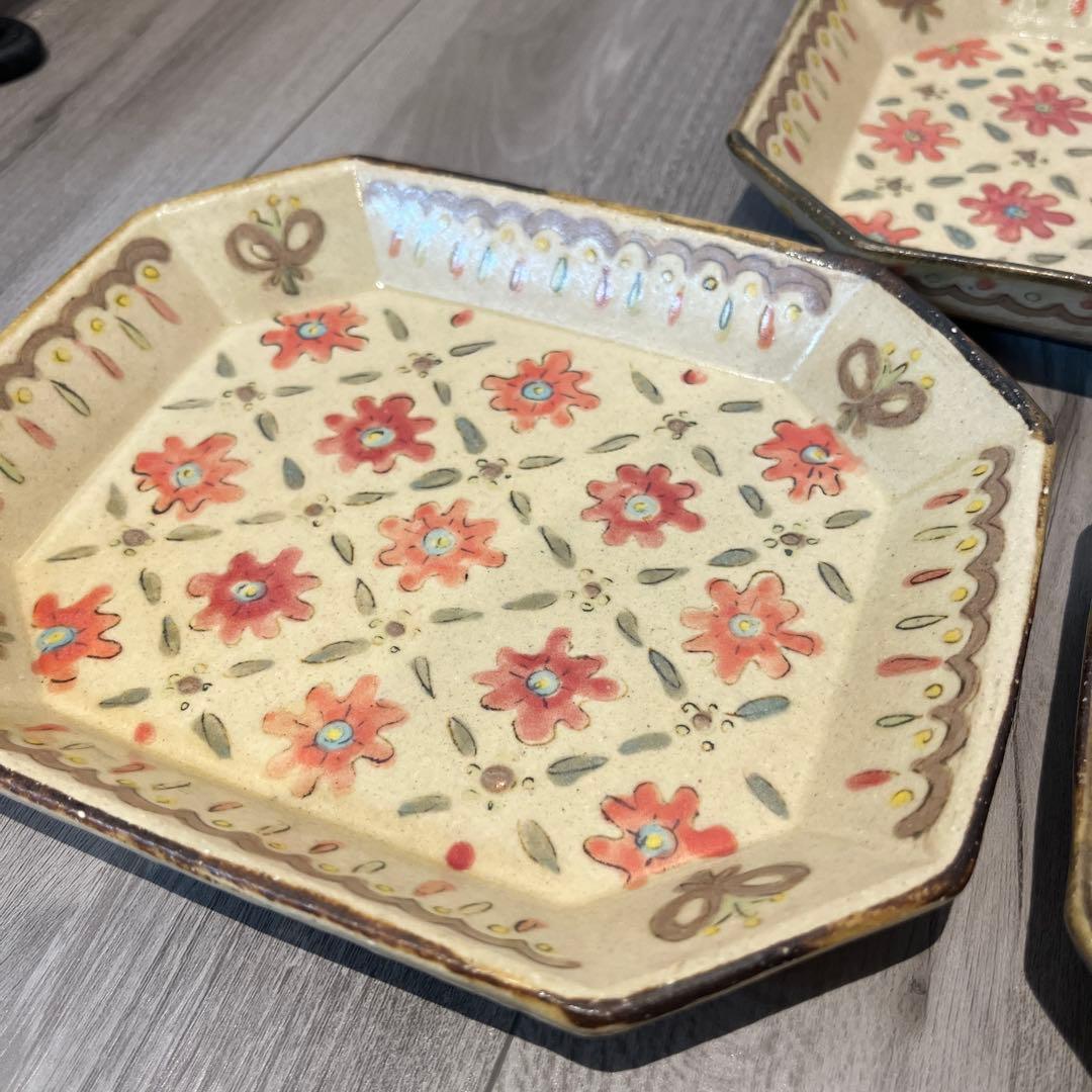 増山文さん四角プレート3枚セット美品