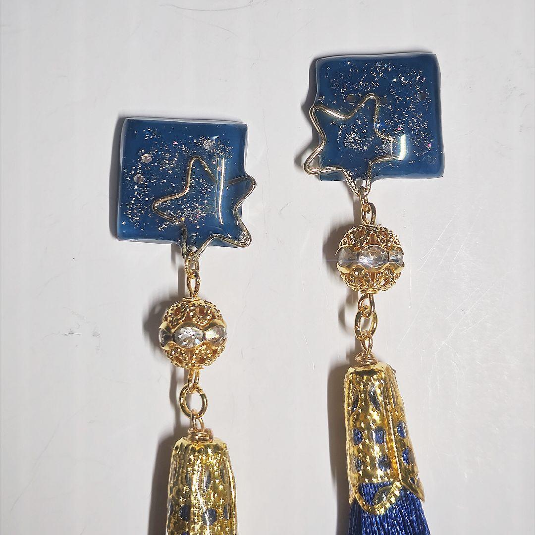 【1278】レジンモチーフとタッセルのピアス