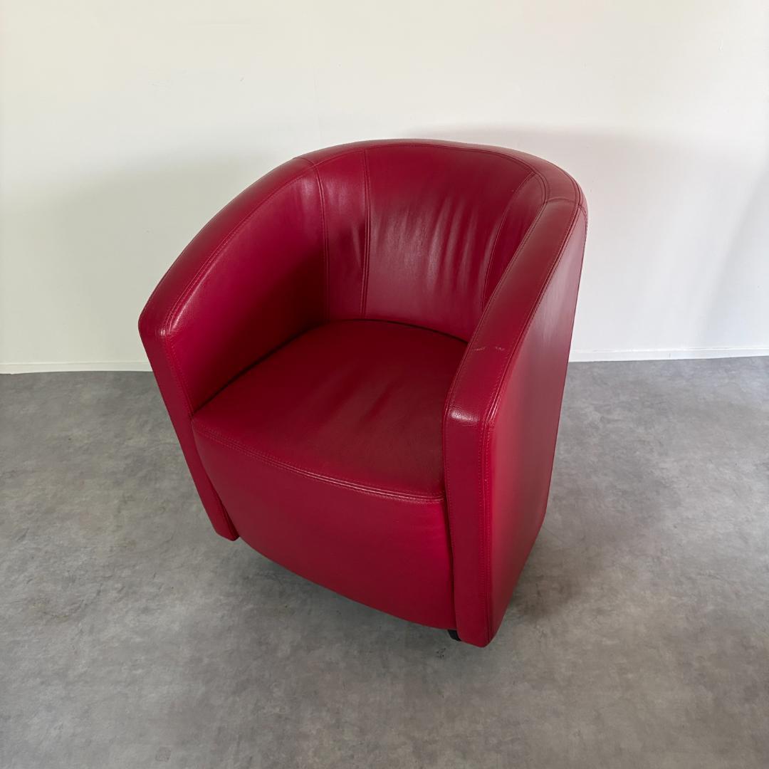 赤 レザー調 1Pチェア【A】