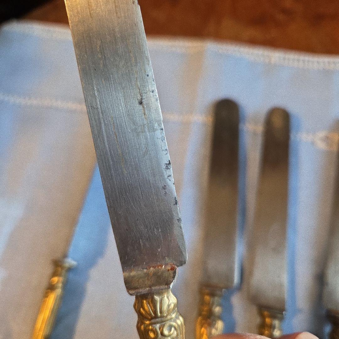 フランス　アンティーク　テーブルナイフ5本セット　装飾的