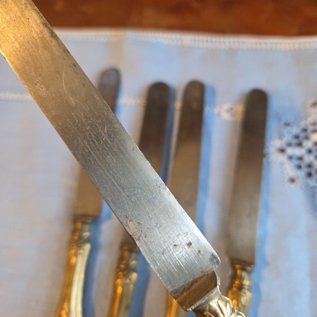 フランス　アンティーク　テーブルナイフ5本セット　装飾的