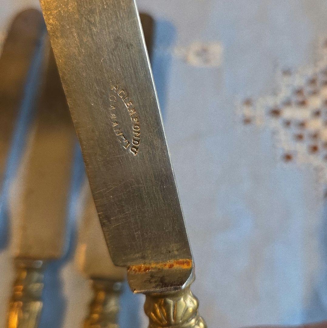 フランス　アンティーク　テーブルナイフ5本セット　装飾的