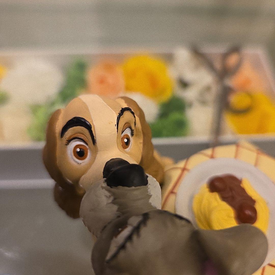 ディズニー レア わんわん物語 置物 フィギア レディ トランプ ヴィンテージ