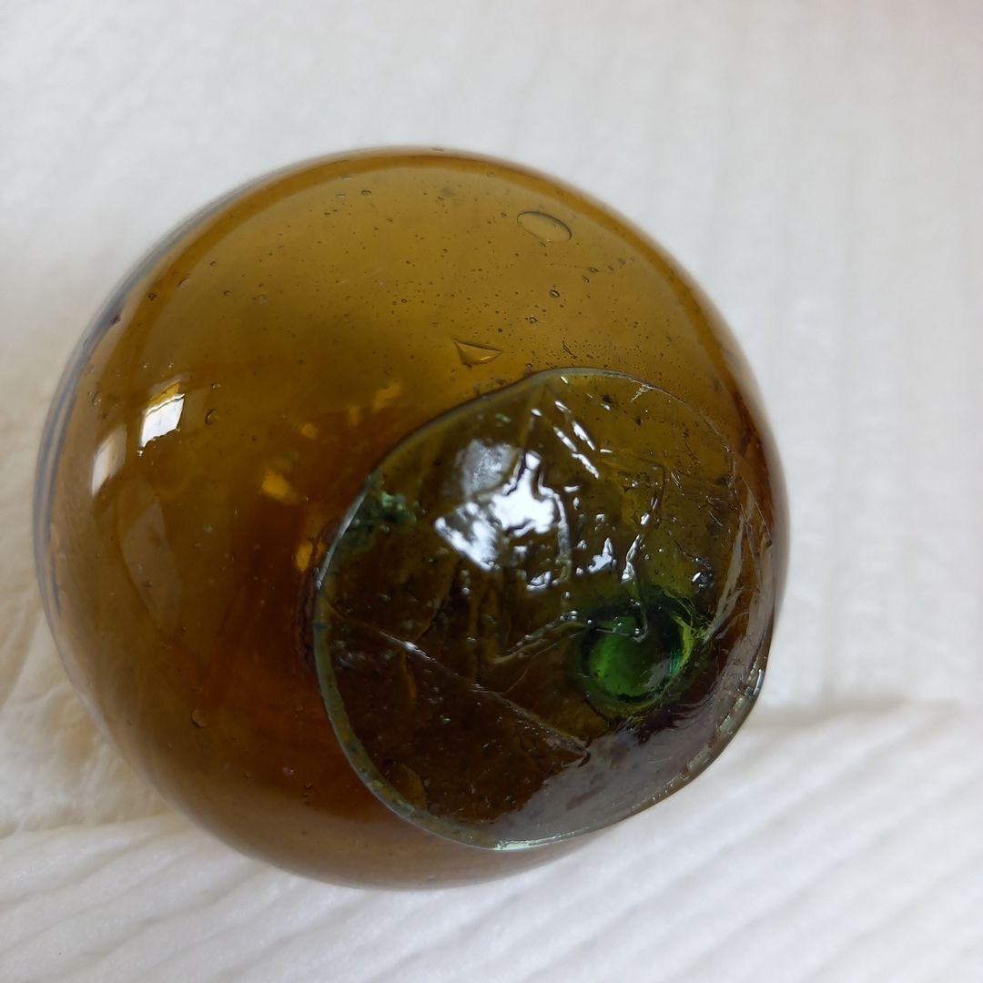 ガラス浮き玉 ガラス玉 黄茶色 ☆缶