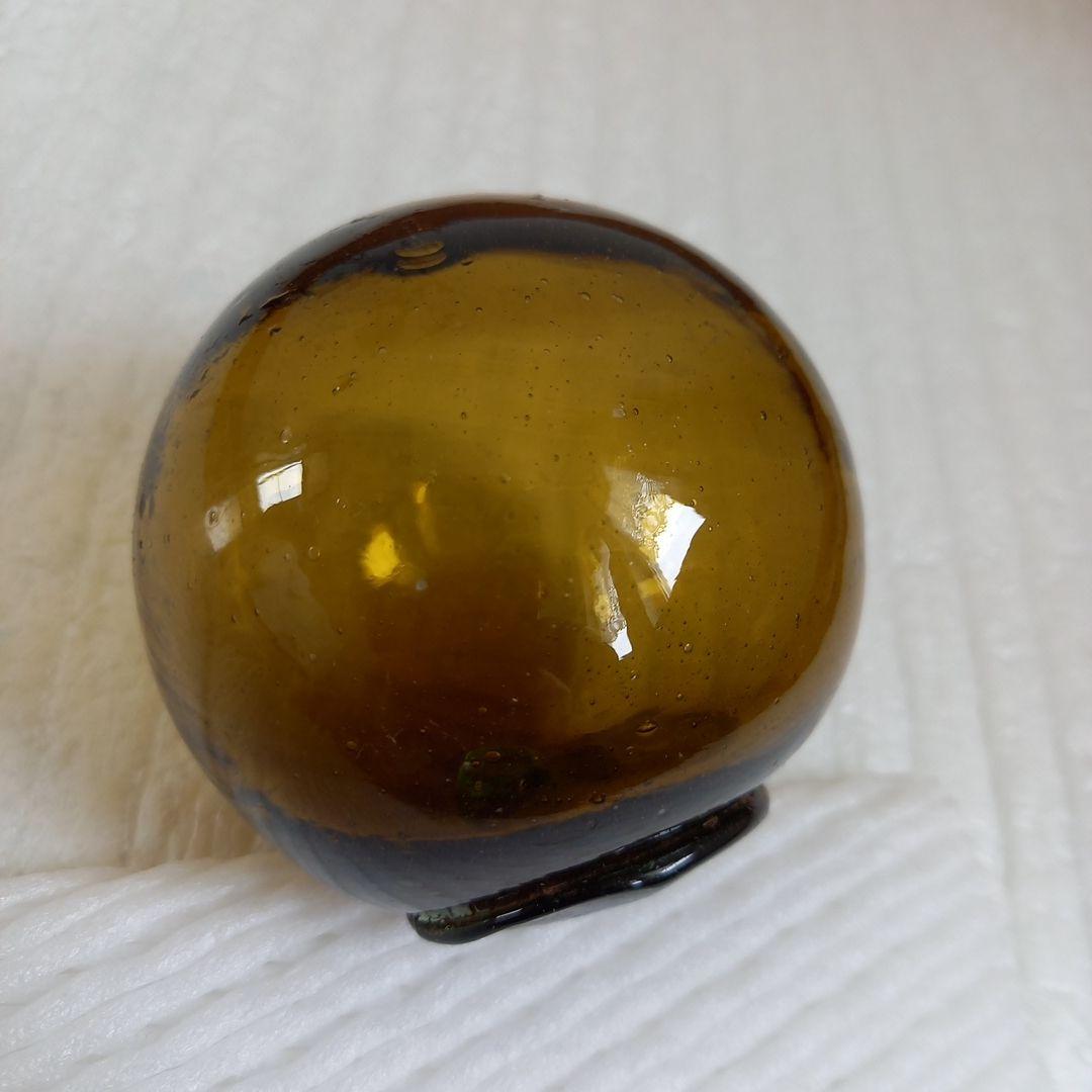 ガラス浮き玉 ガラス玉 黄茶色 ☆缶