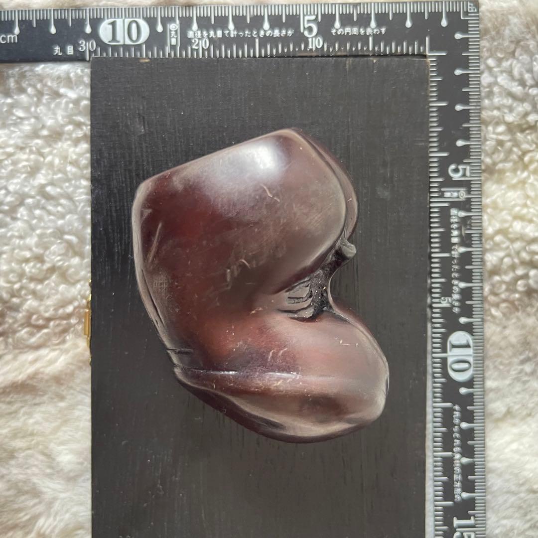 木製 顔の彫刻 約10cm 陰陽木