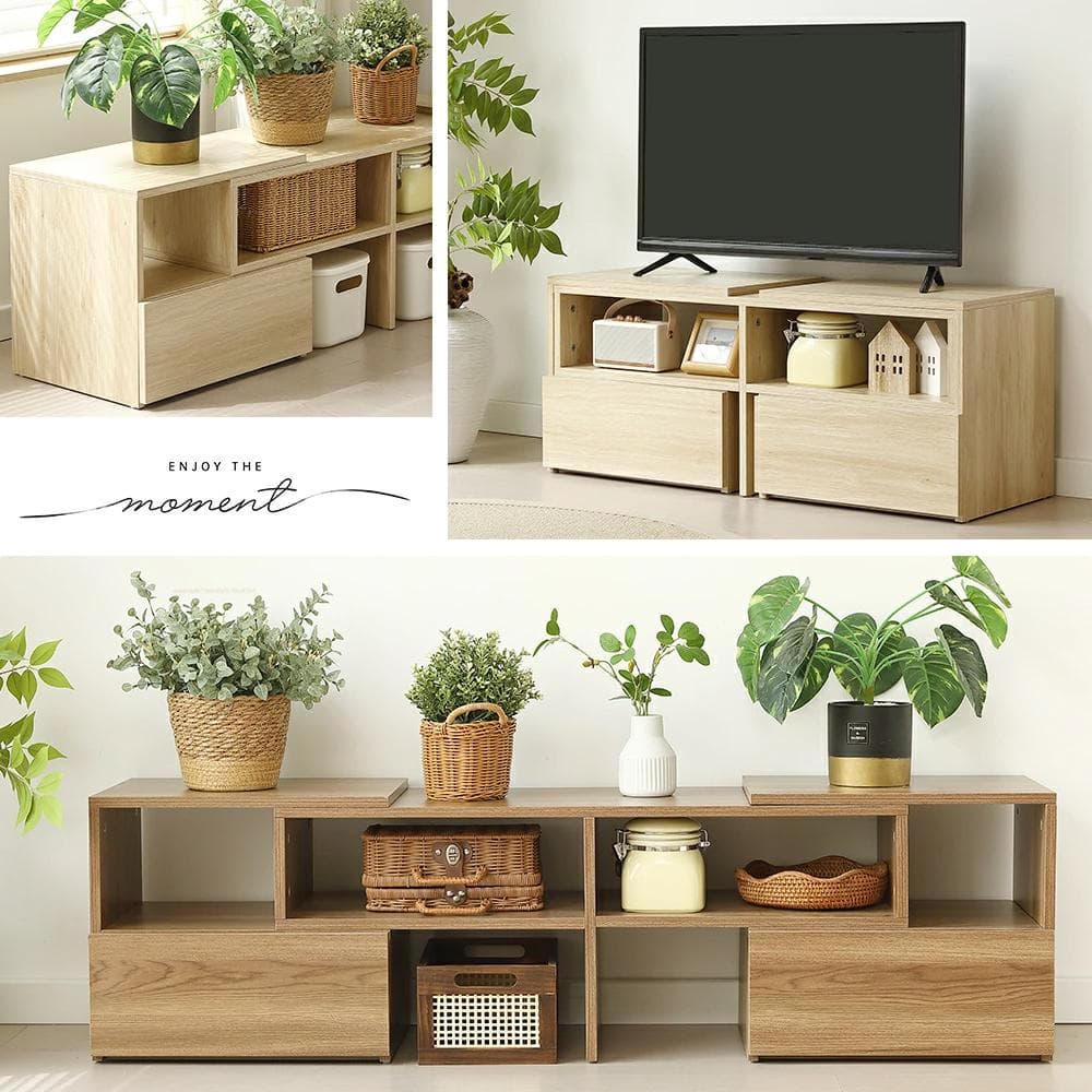 テレビ台 ローボード コーナーテレビ台 伸縮自由 幅93～172　NATURAL