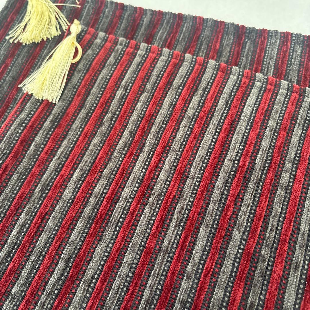 クッションカバー ストライプ ボーダー 赤 レッド グレー 2点