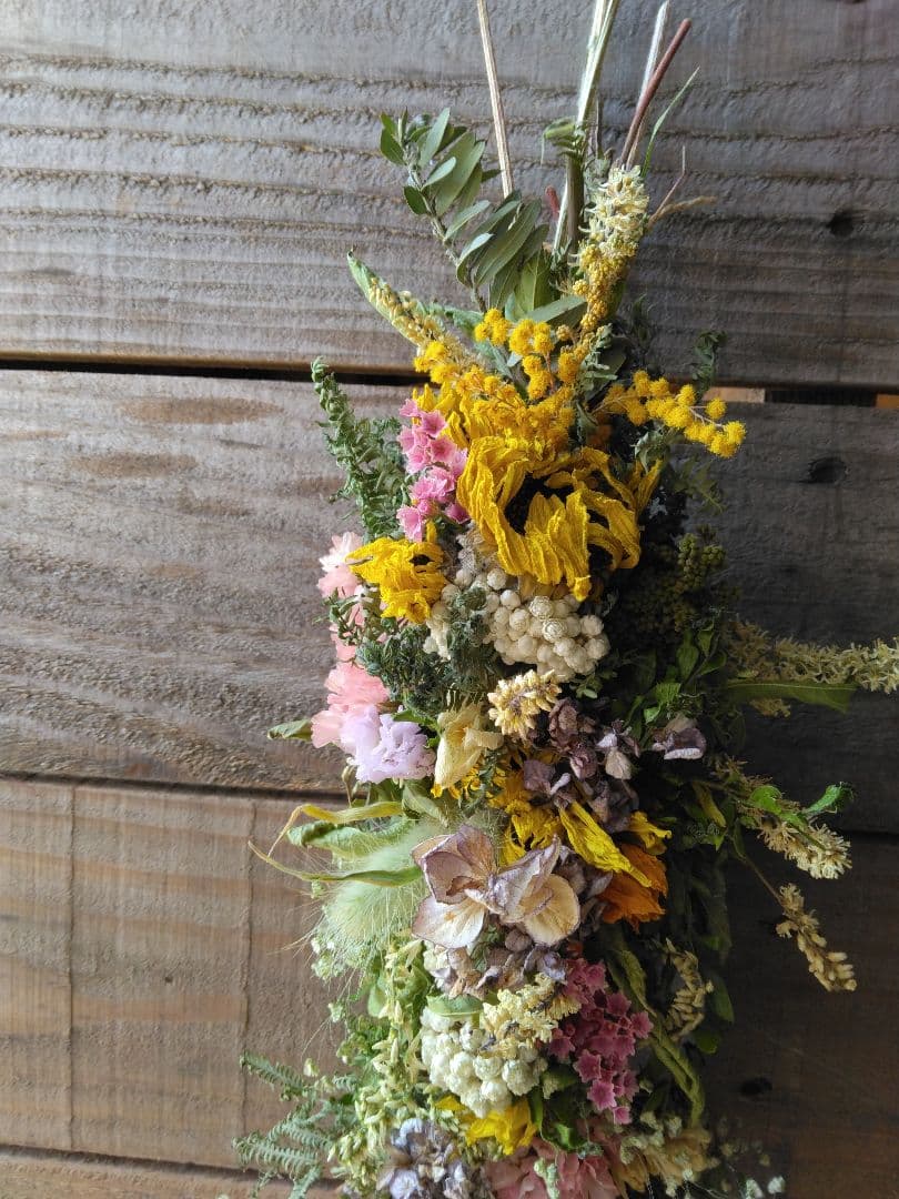 ひまわりのガーランド【ひまわり＊サンリッチオレンジ】ドライフラワー