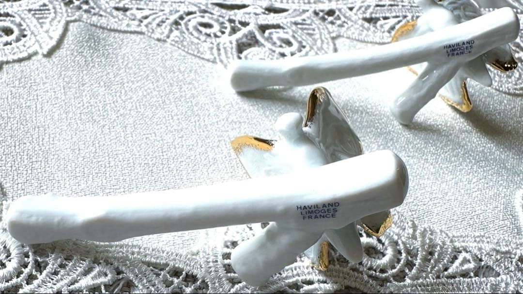 リモージュ Haviland 製　パピヨンゴールド　カトラリーレスト箸置き　2個