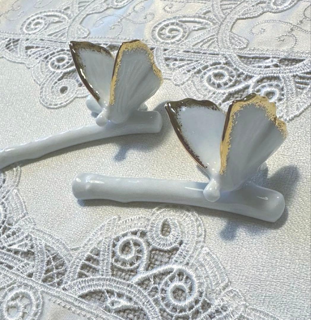 リモージュ Haviland 製　パピヨンゴールド　カトラリーレスト箸置き　2個
