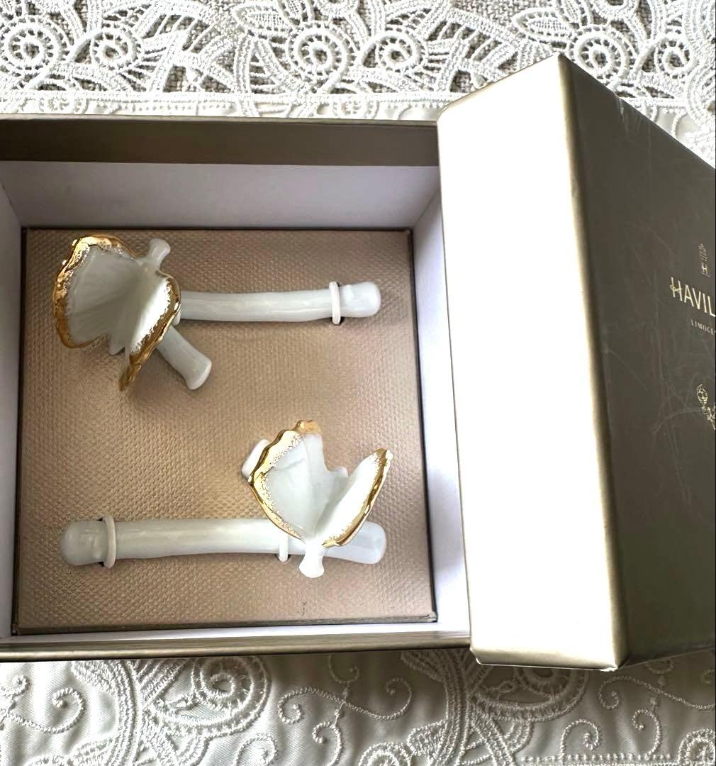 リモージュ Haviland 製　パピヨンゴールド　カトラリーレスト箸置き　2個