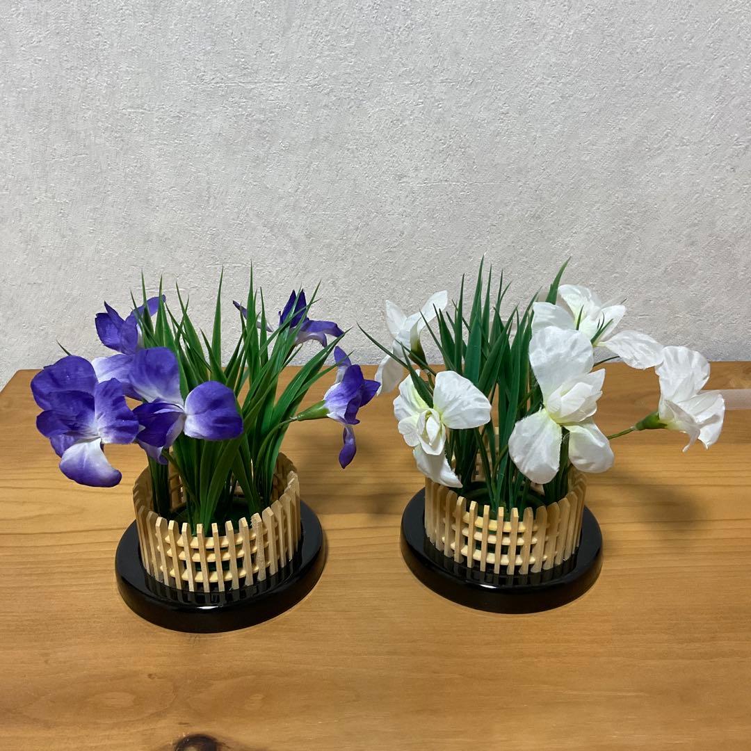 五月人形　彫金　飾り棚＆あやめ
