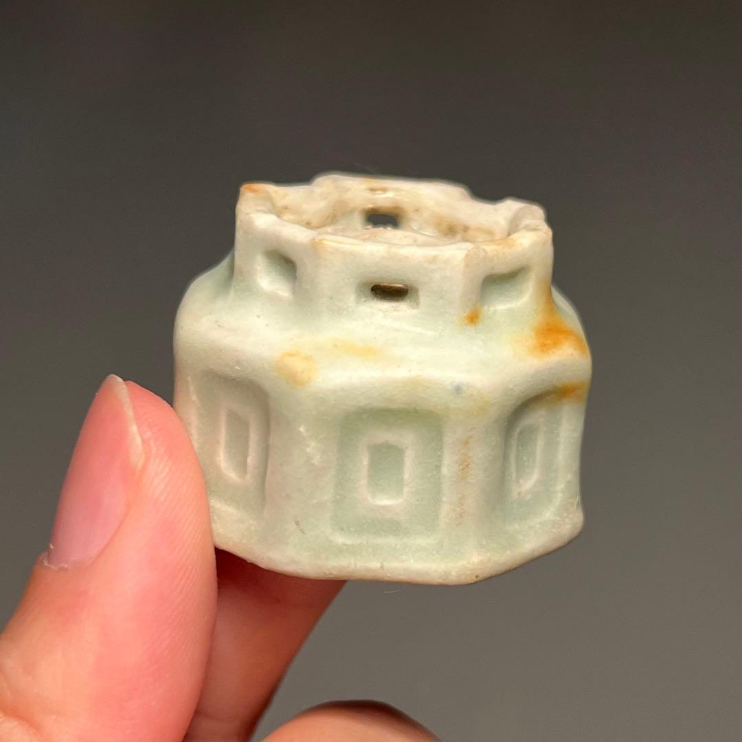 797.夢陶 青磁釉八角豆鉢2 点 ミニ鉢 盆栽鉢3.6*3.8*2.7cm