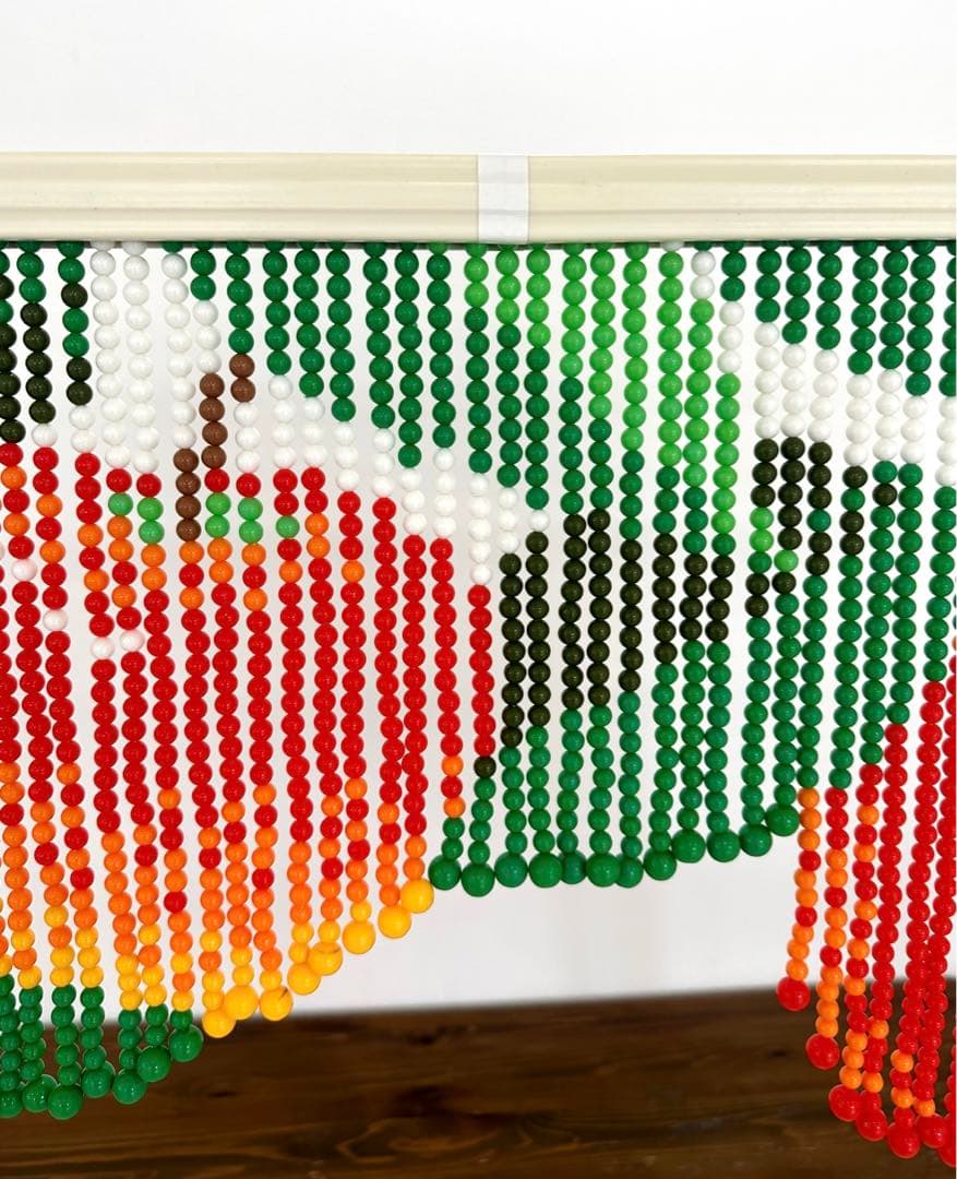 ヴィンテージ ビーズカーテン　珠のれん　りんご柄　アップル　昭和レトロ