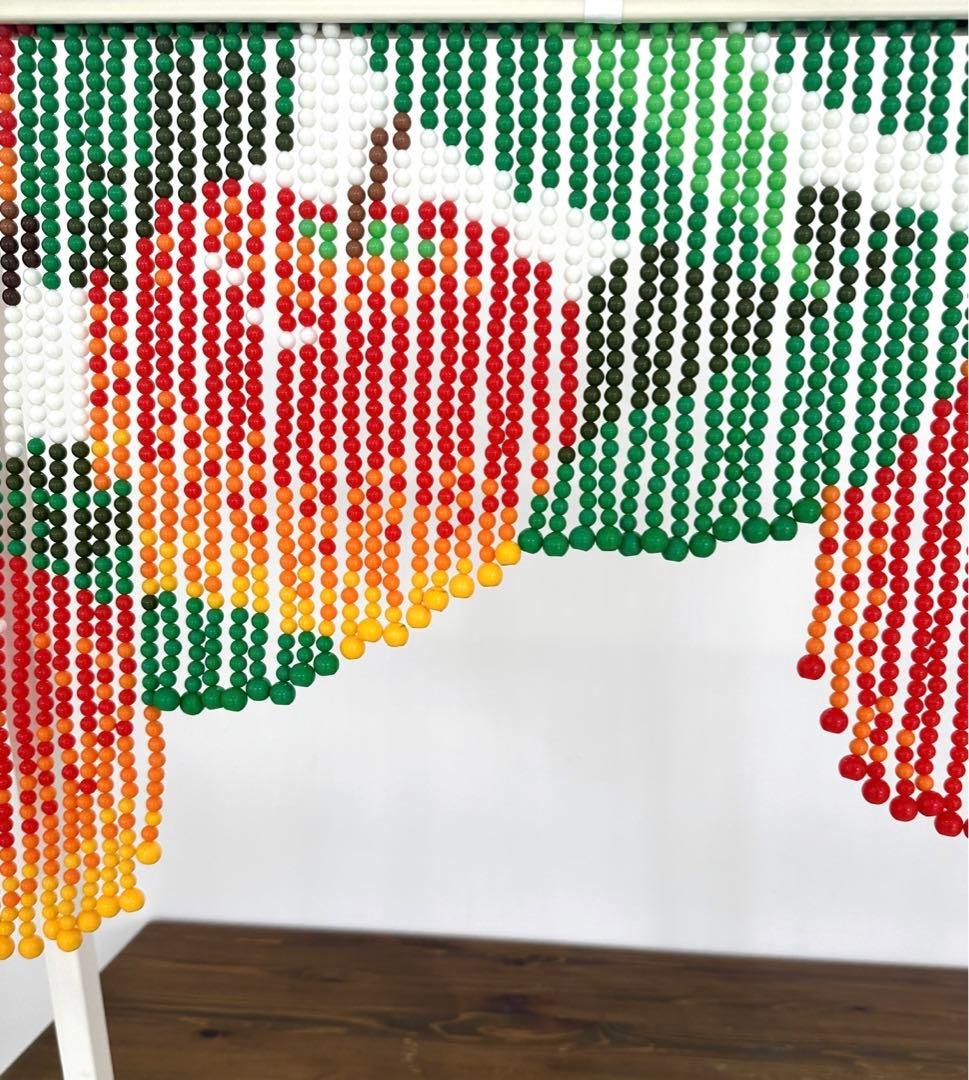 ヴィンテージ ビーズカーテン　珠のれん　りんご柄　アップル　昭和レトロ