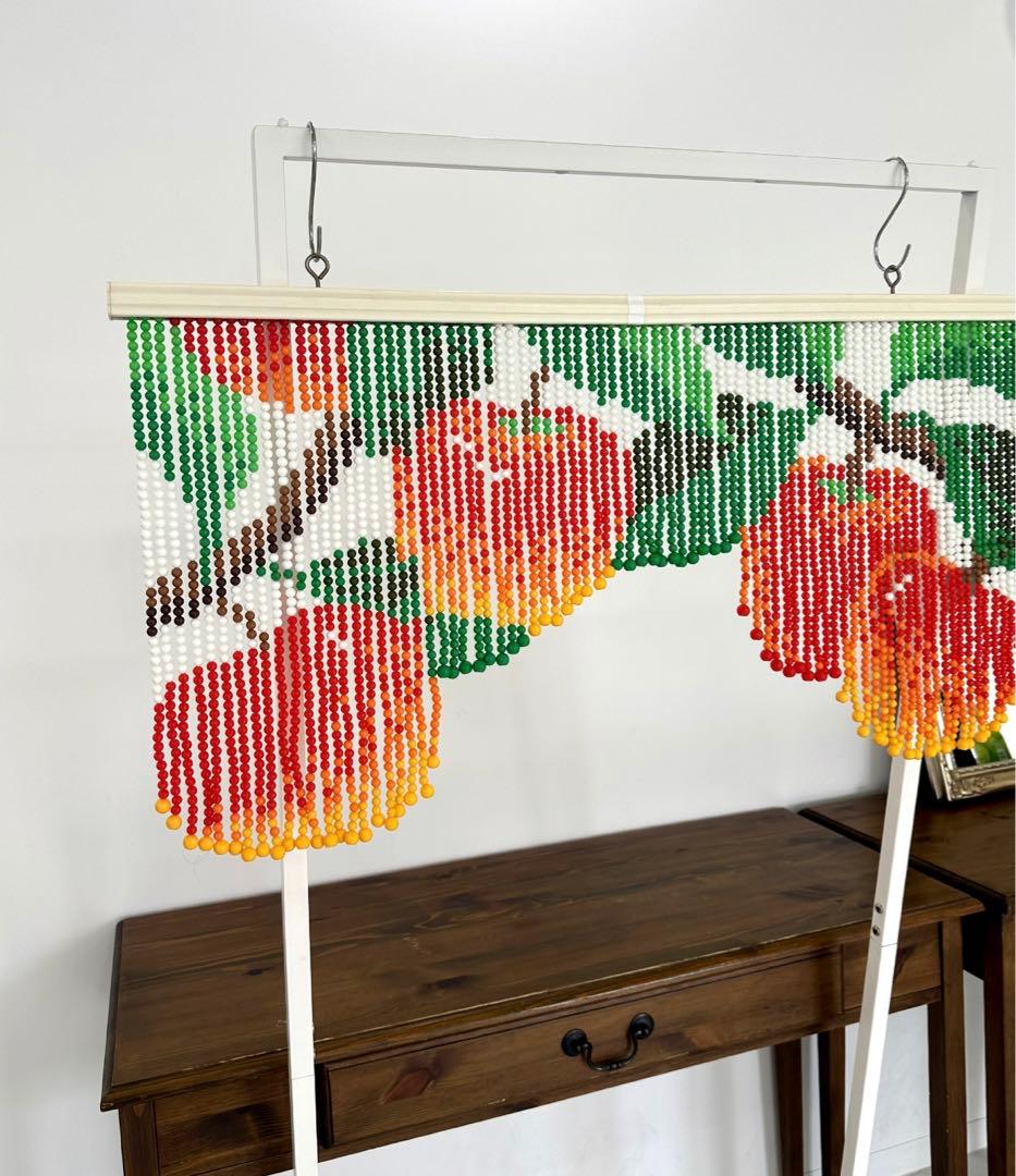 ヴィンテージ ビーズカーテン　珠のれん　りんご柄　アップル　昭和レトロ