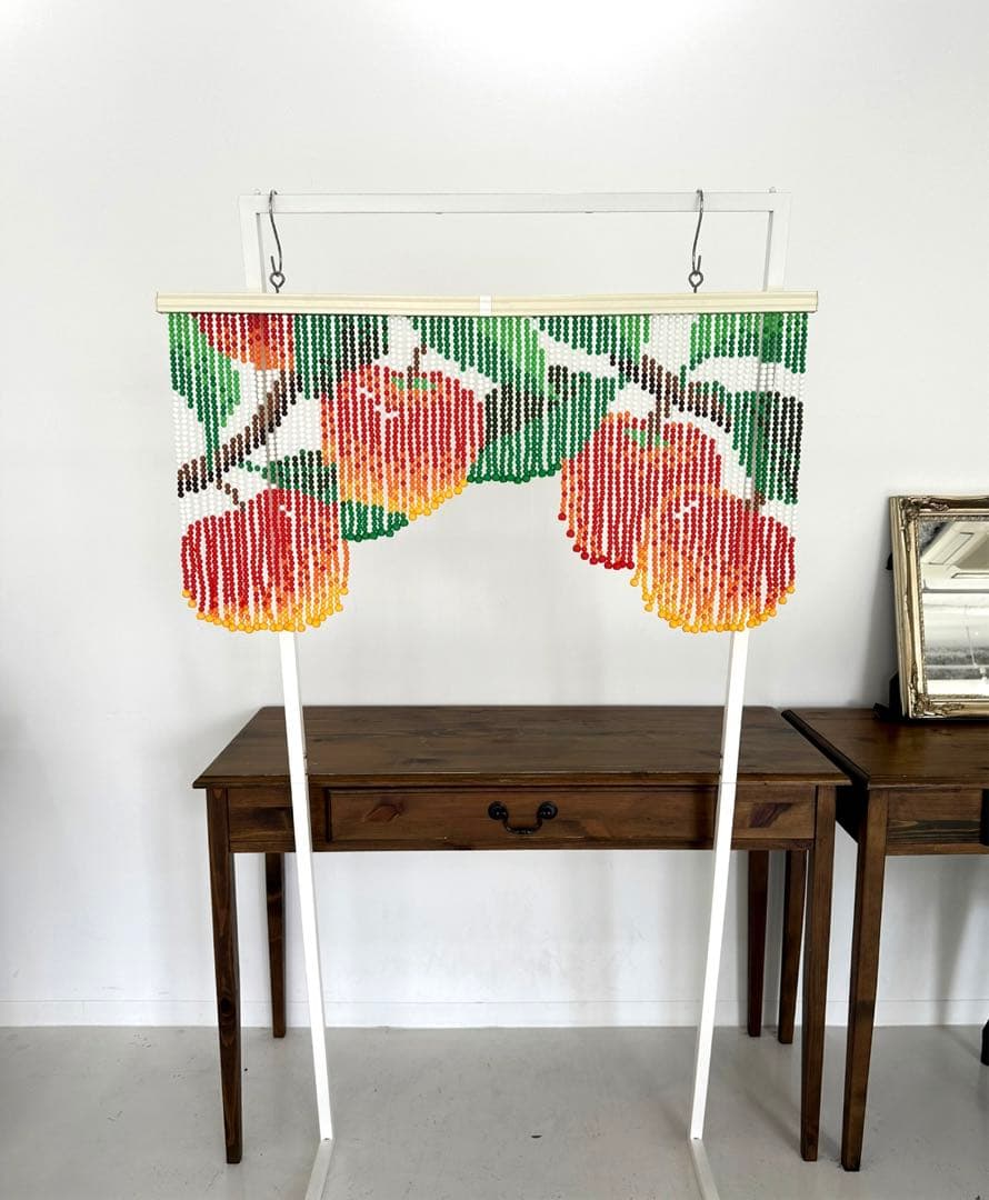 ヴィンテージ ビーズカーテン　珠のれん　りんご柄　アップル　昭和レトロ