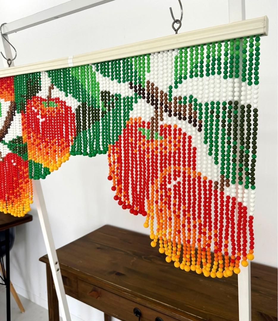 ヴィンテージ ビーズカーテン　珠のれん　りんご柄　アップル　昭和レトロ