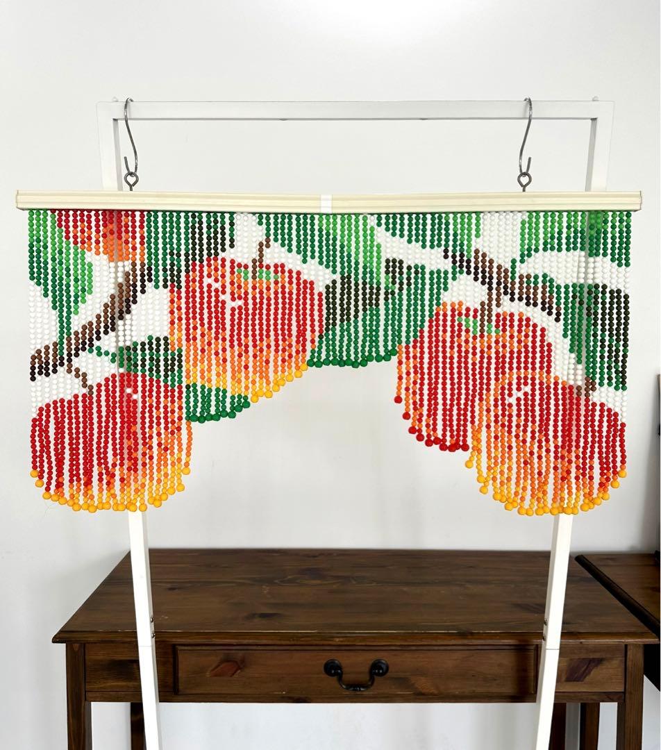 ヴィンテージ ビーズカーテン　珠のれん　りんご柄　アップル　昭和レトロ