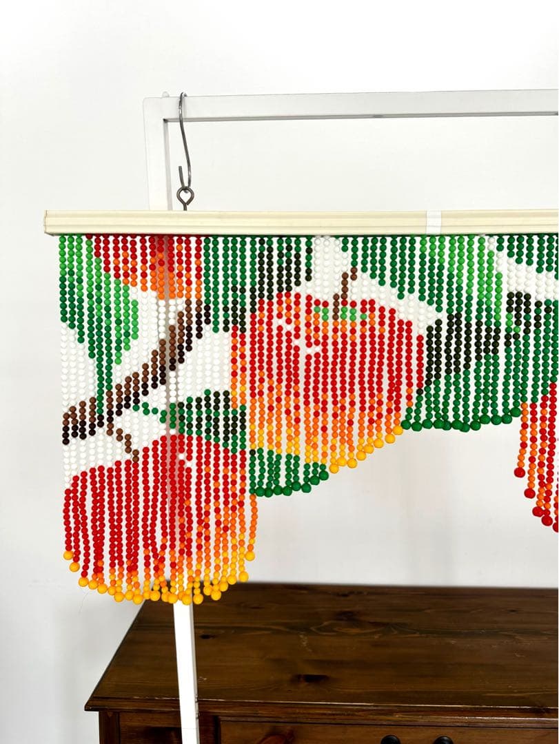 ヴィンテージ ビーズカーテン　珠のれん　りんご柄　アップル　昭和レトロ