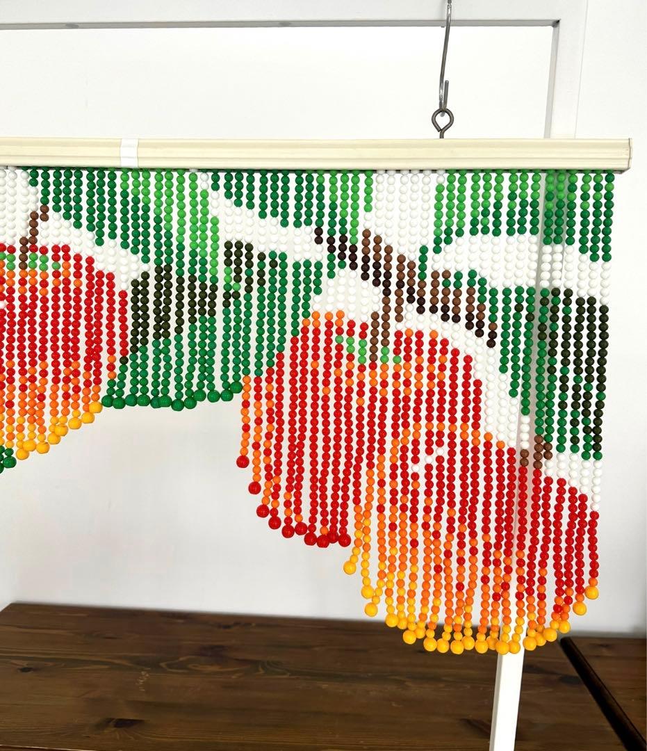 ヴィンテージ ビーズカーテン　珠のれん　りんご柄　アップル　昭和レトロ